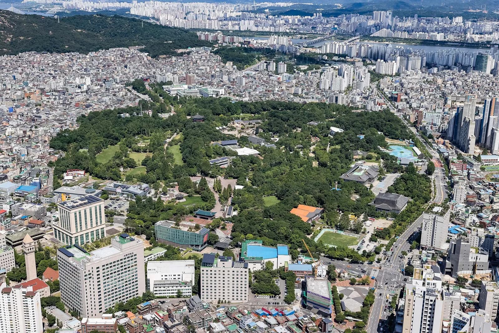 Seoul Children's Grand Park from the air, 2021.